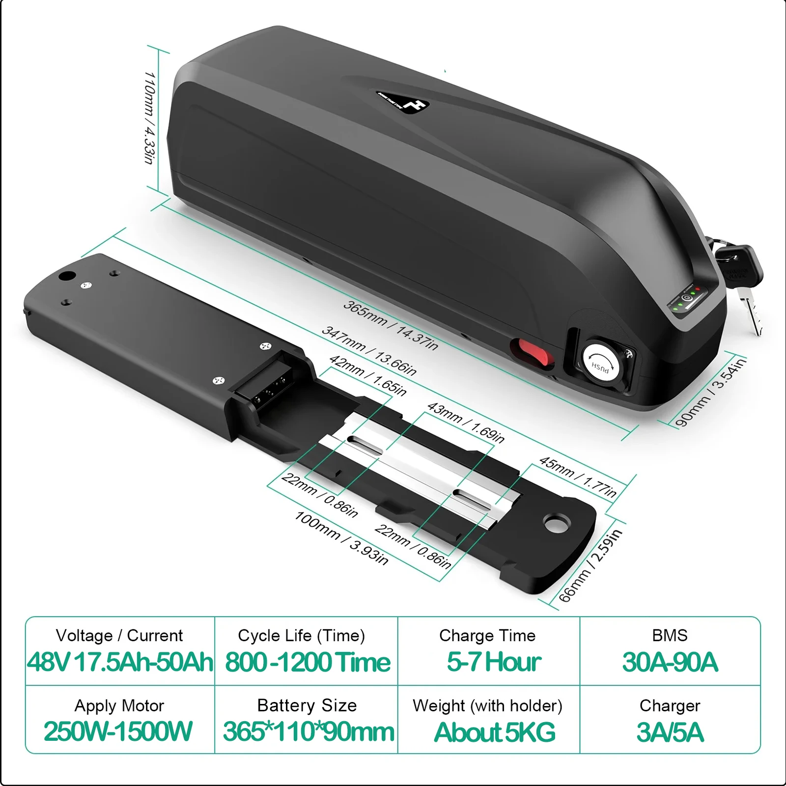 แบตเตอรี่จักรยานไฟฟ้า 48V cham - Ebike Battery 48V 20Ah Hailong บทวิจารณ์และราคา