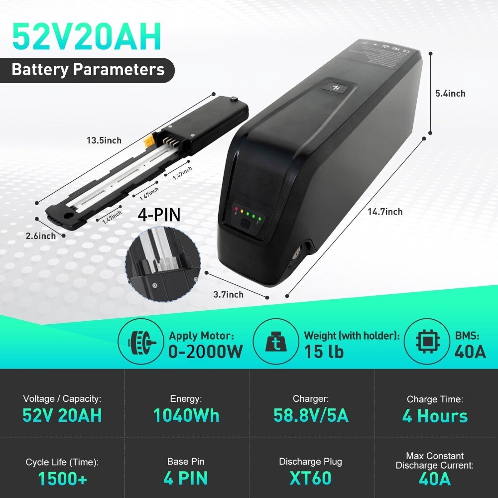 แบตเตอรี่ Hailong 52V 4 ขา / 5 - Ebike Battery 48V 20Ah Hailong บทวิจารณ์และราคา
